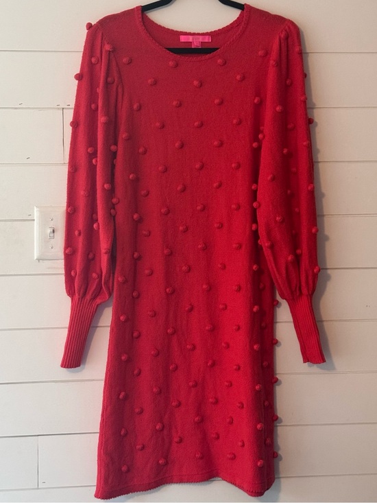Lilly Pulitzer Dresses & Skirts - Lilly Pulitzer Red Kippa Pom-Pom Knit Sweater Dress